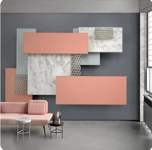 Tapete Rosa Graue Geometrie Fototapete Schlafzimmer Wohnzimmer TV Hintergrund Wandmalerei Heimdekoration, 3D, 150x105cm