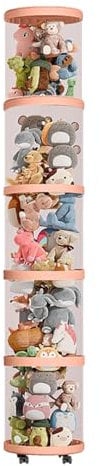 Doll Storage Bucket, Stuffed Toy Storage Tube, Transparent Stuffed Toy Display Tube, Toy Storage Organizer, Kids Stuffed Animal Holder Tube, Multi Layer Vertical Toy Storage Tube With Wheels