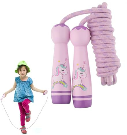 Weenwill Corde à Sauter pour Enfants,Corde à Sauters Violette Réglable avec Poignée Motif Licorne Cordes a Sauter pour Garçons et Filles,pour Débutants,Fitness et Exercices en Plein Air