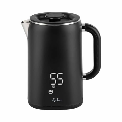 JATA JEHA1575 - Hervidor Agua Electrico. Capacidad: 1.7 L. 5 Temperaturas. 1500 W. Máxima rapidez. Base giratoria 360º. Pantalla LED. Libre de BPA. Fácil Limpieza. Jarra sin Cable