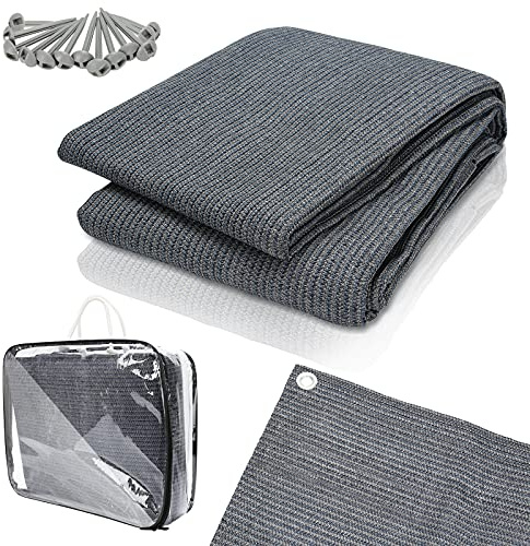 Daromigo Alfombra para toldo, incluye bolsa de transporte, con 12 agujeros y 13 piquetas, antideslizante, transpirable, lavable, alfombra para tienda de campaña (gris y azul, 300 x 400 cm)