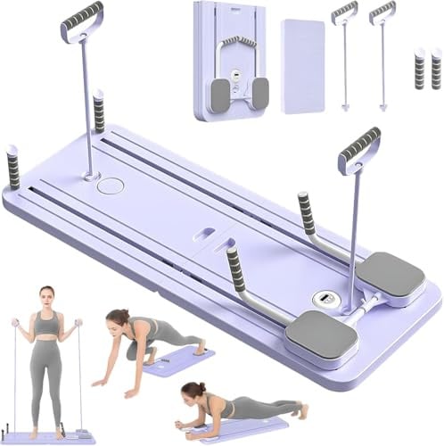VHV Pilates Reformer Compact, 5 en 1 Pilates Pliable,La roue abdominale push-up rebondit automatiquement Minuterie, Ab Roller Fitness Materiel pour la Maison et la Salle de Sport