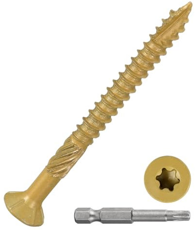 DTGN #9x2 Deck Screws - 120Pack - Good for Decks, Fences, Frames, Outdoor Furniture - Carbon Steel Wood Decking Screws W/ T25 Torx Star Drive Bit - Tan
