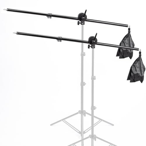 BOLLUMA 2 Packs Tripod Boom Arm, 79-140cm Photography Extension Arm with Grip Head and Sandbag, Aluminum Alloy, 1/4 Screw for Light Stand, Microphone, Softbox, Flash, Studio Light, Max Load 2kg
