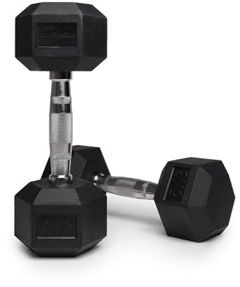 NORTHERN Hex Dumbbells Pair 1KG-10KG Pairs with Metal Handles Anti-Rolling Sports Weights Sets Home Gym Equipment Workout Fitness Hexagonal Rubber Coated Kit Weight Lifting Exercise Strength Training