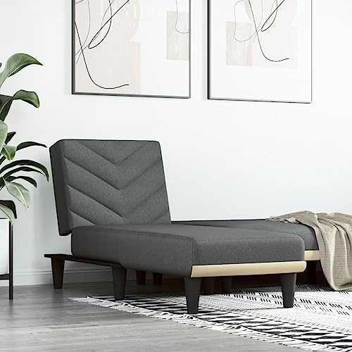 Teenpull Chaiselongue Dunkelgrau, Verstellbar, Stoffbezug, Klappbar für Wohnzimmer, Einzelbett, Bequeme Relaxliege
