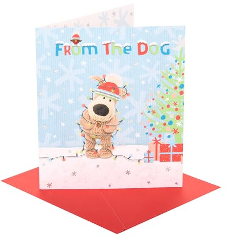 Boofle | Christmas Card from The Dog | Cute Design | With Envelope | Xmas Presents | Greeting Card | Her/Him | 18.4 x 15.9cm
