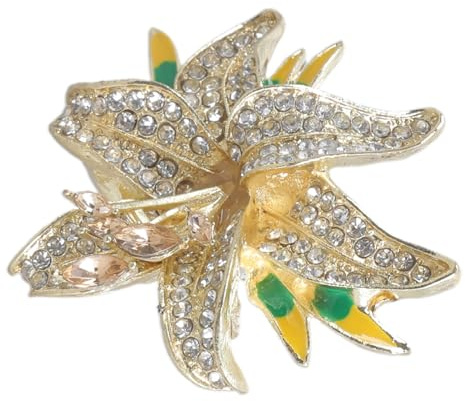 Stilvolle Lilien-Brosche, Accessoire, modische Lilien-Brosche, Anstecknadel mit Strasssteinen, für jeden Anlass, robuste Legierung