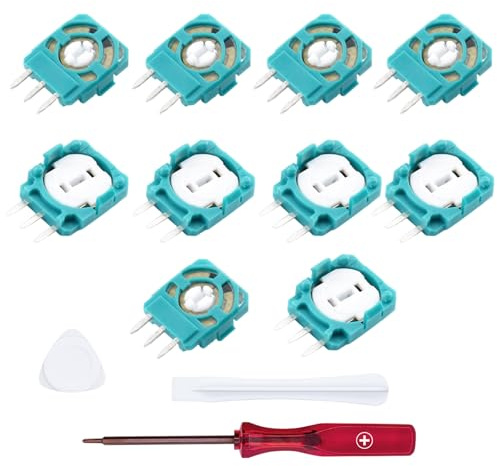 GIONAR 10pcs Potentiomètre de Module Analogique 2,3 kOhm pour manette PS5, Couche de Résistance en Film de Carbone de Haute Précision et Contacts Plaqués Or, avec Kit d'outils Professionnel (Vert)