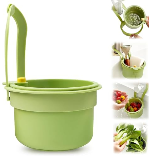 AEMCHDM Colador Fregadero de Cocina, 20.2cm x 14.2cm x 8.3cm Verde Colador de Grifo Colgante para Lavar Organizador en La Cocina, Extraíble, para Lavado Y Almacenamiento