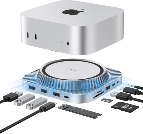 IVANKY 13-in-1 Docking Station per Mac mini M4 & M4 Pro (2024) | Supporto con alloggiamento SSD M.2 NVMe, Hub HDMI 4K@120Hz, 2×10 Gbps USB A/C, SD/TF, 2 porte audio, 1×Adattatore PD 20W