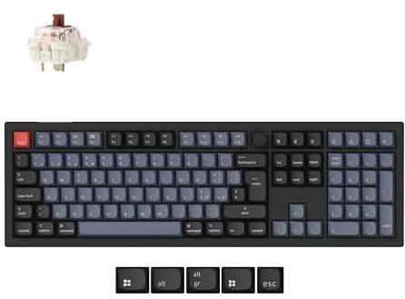 Keychron V6 Max Tastiera Meccanica Wirless Fullsize, 2,4 GHz/Bluetooth/cablata con retroilluminazione RGB a 3 modalità QMK/VIA, macro programmabile, Keycaps PBT, Switch Brown, (ISO/ITA)