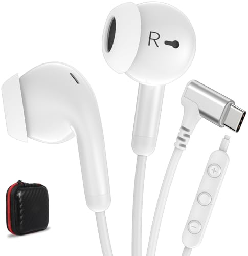 ACANACA USB C Earbuds Wired Type C Headphone Earphones for iPad 10th White | C Plug Kopfhörer für iPhone 17 Pro 16 15 für Samsung S26 S21 S25 S24 mit Mikrofon Lautstärkeregler Schule Student Headset