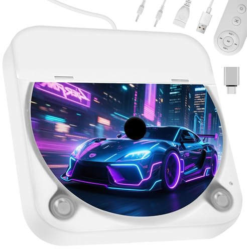 Dislind CD Player for Car USB Port AUX Port, External Car CD Player with USB-C Adapter, Extension Cable, for Cars Without CDs Player, Work Vertically and Horizontally for Car Stereo