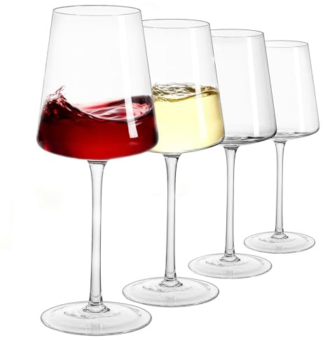 Imourari 4er Set Weingläser 400ml, mundgeblasenes bleifreies Kristallglas | spülmaschinenfest, universelle Rotweingläser für Rotwein & Weißwein, wunderschön verpackt, als Geschenk geeignet
