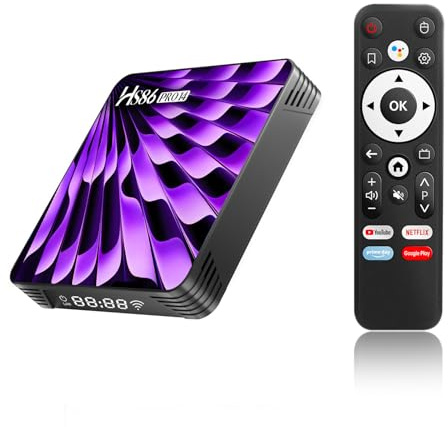 Smart TV Box Android 14.0, 2026 8K Neueste Android Box mit RAM 2G ROM 16G WiFi6 Enternet 10/100M Bluetooth 5.0 USB 3.0 Unterstützt 3D HD 8K Internet TV Box HD Smart Media-Streaming-Clients HS86 PRO14