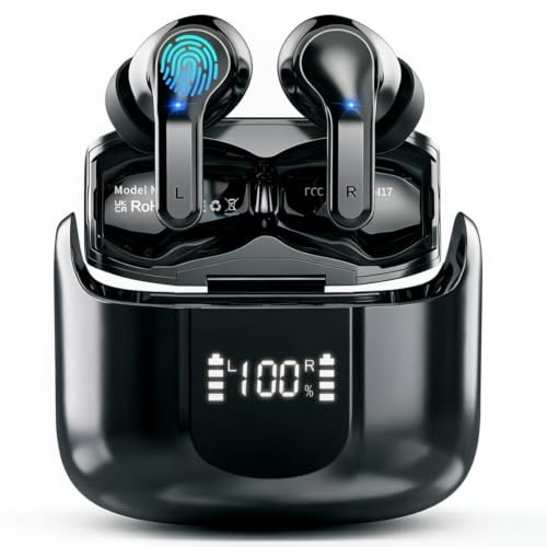 2026 Bluetooth Kopfhörer in Ear, 6D Stereo Kopfhörer Kabellos Bluetooth 5.4 | 56Std Tiefer Bass ENC Noise Cancelling Wireless Earbuds, 3g Mini USB-C Ohrhörer Sport, IP-X7 Wasserdicht für Android iOS