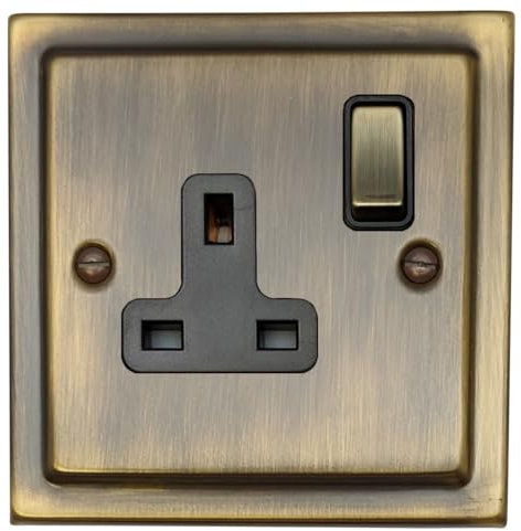 G&H Brassware TAB309 Victorian Antique Brass 13A Switched 1 Gang Single Socket