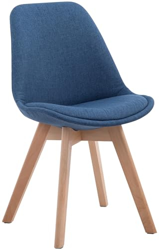 CLP Esszimmerstuhl Borneo mit Stoffbezug I Polsterstuhl, Farbe:blau, Gestell Farbe:Natur