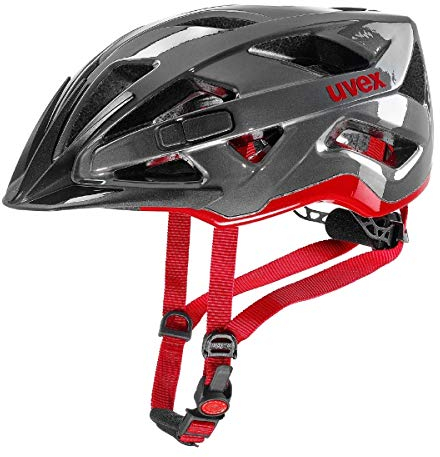 uvex active - sicherer Allround-Helm für Damen und Herren - individuelle Größenanpassung - erweiterbar mit LED-Licht - anthracite-red - 52-57 cm