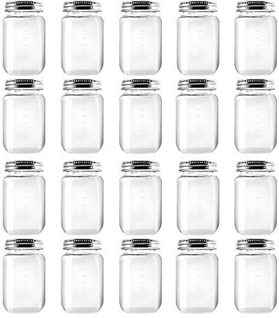 novelinks Tarros de plástico transparente de 16 onzas con tapas de rosca, recipientes de almacenamiento recargables sin BPA para slime, alimentos, manualidades, cocina y uso doméstico (paquete de 20