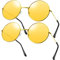 Frienda 2 Paar Hippie Sonnenbrillen Vintage Brillen Retro Sonnenbrillen Hippie Brillen für Herren Damen Erwachsene Party Kostüm (Orange, Runde Form)
