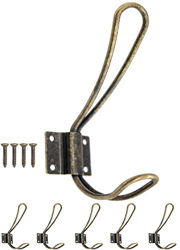 Fuxxer® Klassische Garderoben-Haken, Wand-Haken, Kleider-Haken, Antik Bronze, 5er Set