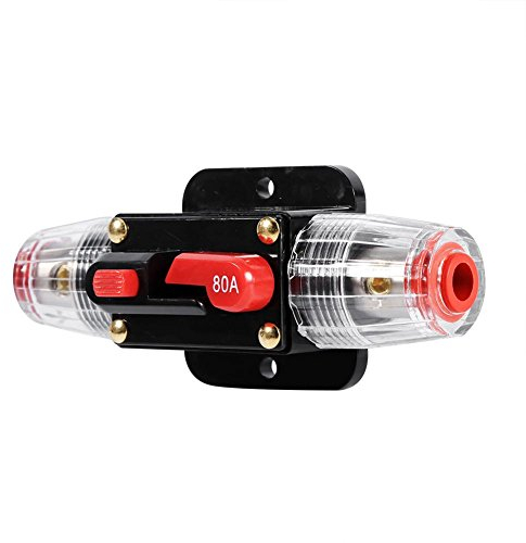 Ripristina portafusibili, 50 Amp -100Amp Impermeabile 12-24V Interruttore automatico Ripristina portafusibile Portafusibile per barca Interruttore automatico audio Portafusibili in linea stereo(80A)