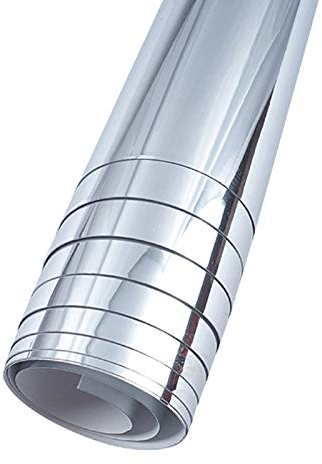 Hapeisy Spiegelfolie, selbstklebend, flexibel, Spiegel-Wandaufkleber, kein Glas, Spiegelfliesen, Wickelaufkleber, Rolle, Spiegelaufkleber für Heimdekoration (100 x 50 cm)