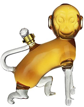 Monkey Whiskey Decanter,Lead-Free Glass Animal Whiskey Bottle,1000ML Liquor Decanter For Whiskey, Vodka, Scotch, Rum, Tequila Gift for Wine Love (Glass)