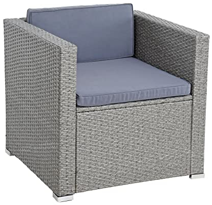 ESTEXO Polyrattan Gartensessel Loungesessel Rattan Lounge Sessel Gartenstuhl Stuhl (Grau-Mix)