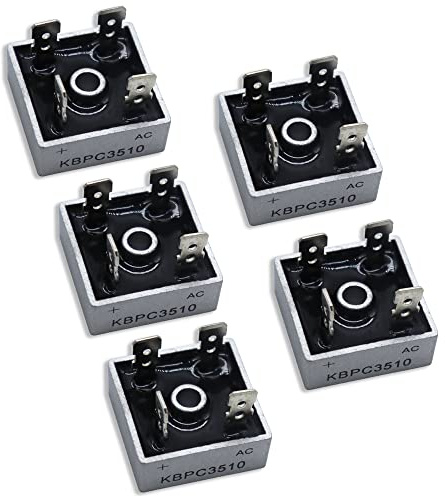 KUBOWAI 5 Stück KBPC3510 Brückengleichrichterdiode Set, 35A 1000V Einphasen Vollwellen Metallgehäuse 4 Pin Durchgangsloch