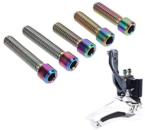Gedourain Derailleur Limit Screw, 5Pcs Derailleur Screws Alloy, M4 3Pcs 13.5 2Pcs 20mm Easy Installation Cage Screws, Rustproof for Derailleur(Colorful)