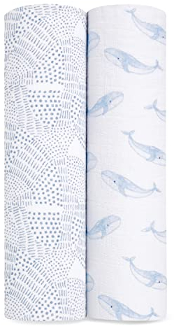 aden + anais™ große Bio-Baumwoll-Musselin-Pucktücher Oceanic in 2er-Packung