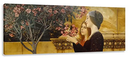 QSX Gustav Klimt Famous Painting Reproduction:Two Girls with an Oleander Bush. Symbolism Canvas Prints Wall Art for Wall Decor 30x75cm Unframed