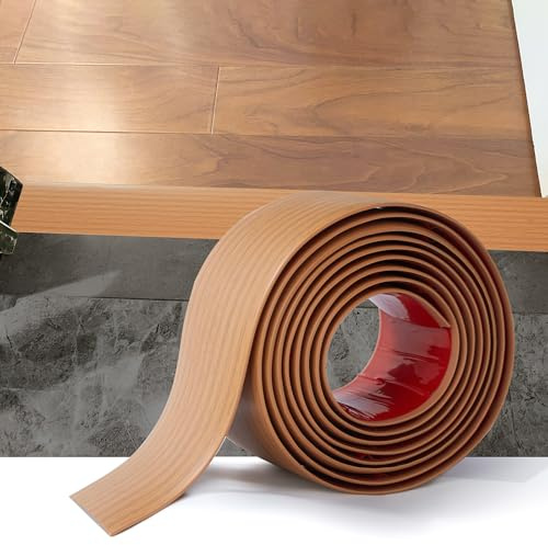 10M PVC Floor Transition Strip Laminate Floor Cover Strips Self Adhesive PVC Floor Door Divider Strip Flat Laminate Profile Flooring Edge Trim Joining Strip Door Bar(4cm,Yellow Wood Grain)