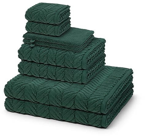 Ross - 8 teiliges Frottier-Set - Sensual Skin - Zopf-Muster (2 X Wasch- 2 X Gäste- 2 X Dusch- 2 X Handtuch im Set) - 500 g/m2 - Baumwolle - Walkfrottee - saugstark - weich und flauschig - Moosgrün