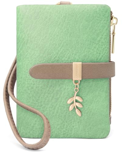 GOUNNU Porte Monnaie Femme en Cuir PU Portefeuille Femme Petit Format RFID Blocage Porte Feuilles pour Femme avec 7 Emplacements et Porte Monnaie à Fermeture éclair(Vert)