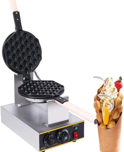 ZPRMMN Commercial Bubble Waffle Maker Hong Kong Eggettes Waffle Machine - 180° Rotary Non-stick Teflon Baking Mold - 0-300℃ Temperature - 0-5min Time Adjustable 1400W CE Certification