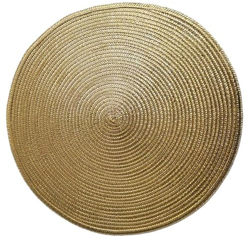 AC - Salvamantel Metalizado Redondo de plástico, Reutilizable, Mantel Individual, Alfombrilla de Mesa, Adornos Festivos, Navidad (Dorado, Ø 38 cm)