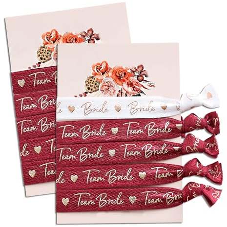 heaven+paper Team Bride JGA Armbänder Frauen Rot (Set 10x Armband jga) - Designed in München - Hochwertige bride to be Deko für 9 + Braut Junggesellenabschied Frauen Accessoires weinrot