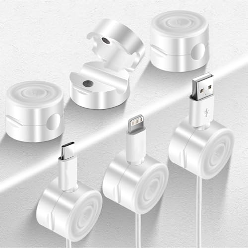 Andibro 6 Stück Kabelhalter Kabelclips, Selbstklebend Magnetisch Kabelmanagement Verstellbare Kabel Organizer zum Verstecken von Ladekabeln für Schreibtisch Nachttisch Ladekabeln HDMI USB Audiokabel