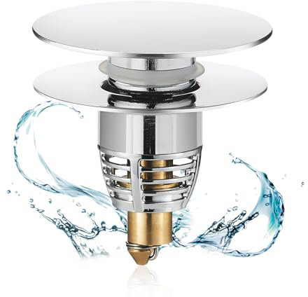 Tappo Lavandino Bagno, Tappi Bidet Universale Pop Up, Per Il Foro Di Drenaggio Di 30-42 Mm, Tappo Vasca Da Bagno Di Scarico In Metallo Per, Cucina, Filtro Lavandino Bagno, Tappo Bidet (Argentato)