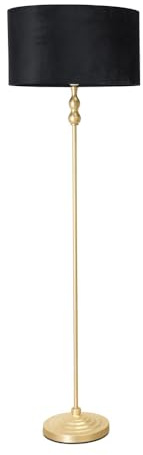 ValueLights | Gold Metal Candlestick Floor Lamp with Black Velvet Drum Shade Living Room Light | Floor Lamps, Home Décor & Improvement Essential | Included LED Bulb