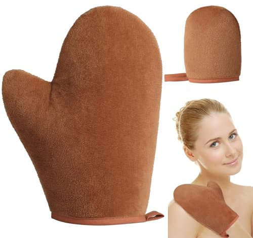 GeeRic Guante Autobronceador Corporal, Self Tan Mitt Aplicador Autobronceador Double Cuerpo Manopla para Crema Autobronceadora Cuerpo y(Marrón)