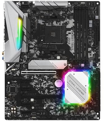 HYUIND Carte mère Fit for ASROCK B450 B450 Steel Legend Socket AM4 DDR4 64 Go Compatible processeurs 5900, 5600, 1400, 4700, 4300, 3500, 5500 M.2 ATX