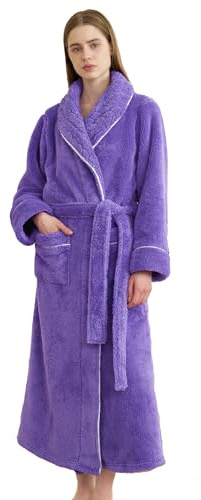 LOCIIXAT Women's Soft Warm Teddy Fleece Dressing Gown Long Plush Robe