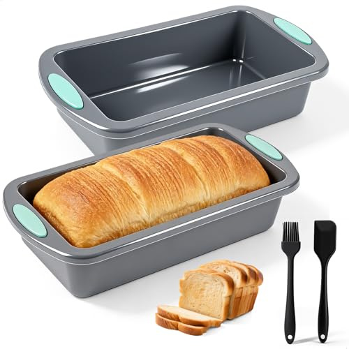 2 Piezas Molde Silicona Bizcocho, Moldes de Silicona para Hornear Pan, Moldes Silicona Reposteria Rectangular Antiadherente, Molde Bizcocho Horno Libre de BPA para Freidora de Aire 28 x 15 x 6.5 cm