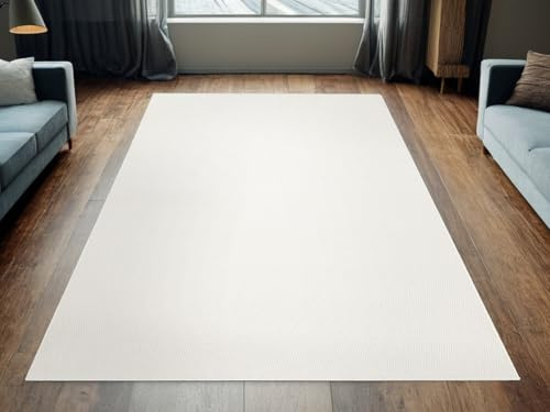 AKCILA Brasil Wohnzimmerteppich 200x250 cm Cremig Schlingenflor, Kurzflor, Filzrücken, Teppich für Wohn- und Esszimmer, geeignet für Fußbodenheizung