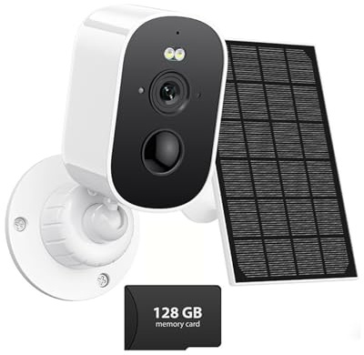 SMTYXS 4MP 2K 1080P HD Wireless Solar Camera Wifi Outdoor 4800mAh Battery WiFi Security Camera IP66 Waterproof PIR Human Detection(4MP Add 128G Card)